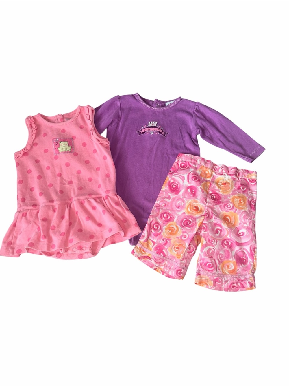 Vintage Y2K Baby Girl Pink Princess 3pc Playwear Bundle 12M Carter’s Okie Dokie